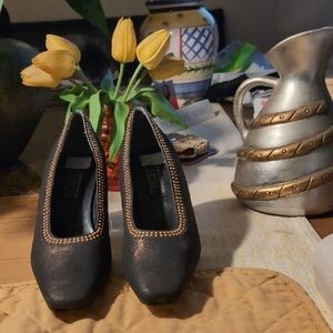 J.Renee Black Beaded Square-Toe Pumps